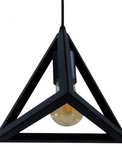 GloboStar® TRIANGLE 01063 Μοντέρνο Κρεμαστό Φωτιστικό Οροφής Μονόφωτο Μαύρο Μεταλλικό Πλέγμα Φ25 x Y21cm 20 01063 0010