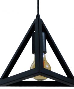 GloboStar® TRIANGLE 01063 Μοντέρνο Κρεμαστό Φωτιστικό Οροφής Μονόφωτο Μαύρο Μεταλλικό Πλέγμα Φ25 x Y21cm 18 01063 0011