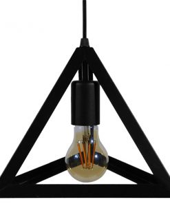 GloboStar® TRIANGLE 01063 Μοντέρνο Κρεμαστό Φωτιστικό Οροφής Μονόφωτο Μαύρο Μεταλλικό Πλέγμα Φ25 x Y21cm 19 01063 0012