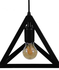 GloboStar® TRIANGLE 01063 Μοντέρνο Κρεμαστό Φωτιστικό Οροφής Μονόφωτο Μαύρο Μεταλλικό Πλέγμα Φ25 x Y21cm 15 01063 003
