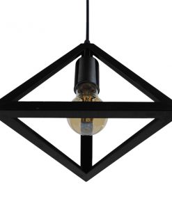 GloboStar® TRIANGLE 01063 Μοντέρνο Κρεμαστό Φωτιστικό Οροφής Μονόφωτο Μαύρο Μεταλλικό Πλέγμα Φ25 x Y21cm 22 01063 004