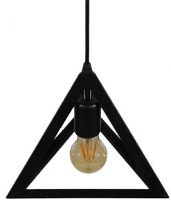 GloboStar® TRIANGLE 01063 Μοντέρνο Κρεμαστό Φωτιστικό Οροφής Μονόφωτο Μαύρο Μεταλλικό Πλέγμα Φ25 x Y21cm 16 01063 005