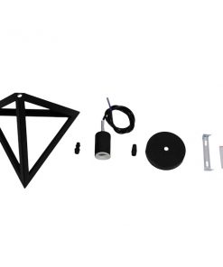 GloboStar® TRIANGLE 01063 Μοντέρνο Κρεμαστό Φωτιστικό Οροφής Μονόφωτο Μαύρο Μεταλλικό Πλέγμα Φ25 x Y21cm 23 01063 006