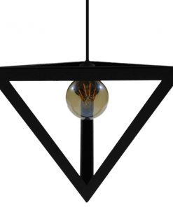 GloboStar® TRIANGLE 01063 Μοντέρνο Κρεμαστό Φωτιστικό Οροφής Μονόφωτο Μαύρο Μεταλλικό Πλέγμα Φ25 x Y21cm 21 01063 008