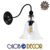 GloboStar® LILLY 01064 Vintage Φωτιστικό Τοίχου Απλίκα Μονόφωτο Μαύρο Μεταλλικό με Γυάλινη Καμπάνα Φ14 x Μ21 x Π14 x Υ36cm 1 GloboStar® LILLY 01064 Vintage Φωτιστικό Τοίχου Απλίκα Μονόφωτο Μαύρο Μεταλλικό με Γυάλινη Καμπάνα Φ14 x Μ21 x Π14 x Υ36cm