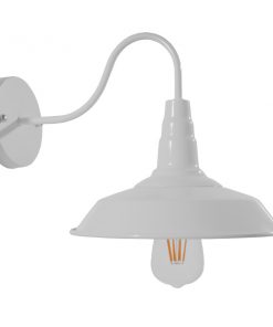 Alternative view of GloboStar® SORD 01066 Vintage Industrial Φωτιστικό Τοίχου Απλίκα Μονόφωτο Λευκό Μεταλλικό Καμπάνα Φ26 x Μ37 x Π26 x Υ32cm