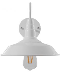 GloboStar® SORD 01066 Vintage Industrial Φωτιστικό Τοίχου Απλίκα Μονόφωτο Λευκό Μεταλλικό Καμπάνα Φ26 x Μ37 x Π26 x Υ32cm 10 01066 3