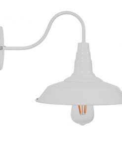 GloboStar® SORD 01066 Vintage Industrial Φωτιστικό Τοίχου Απλίκα Μονόφωτο Λευκό Μεταλλικό Καμπάνα Φ26 x Μ37 x Π26 x Υ32cm 11 01066 4