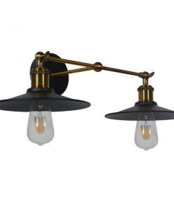 GloboStar® TWINS 01069 Vintage Industrial Φωτιστικό Τοίχου Απλίκα Δίφωτο Μαύρο Μεταλλικό Καμπάνα Φ21 x Μ30 x Π60 x Υ18cm 13 01069 4