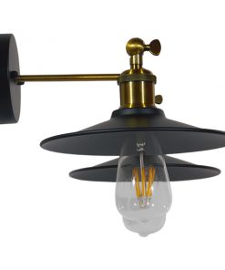 GloboStar® TWINS 01069 Vintage Industrial Φωτιστικό Τοίχου Απλίκα Δίφωτο Μαύρο Μεταλλικό Καμπάνα Φ21 x Μ30 x Π60 x Υ18cm 14 01069 5