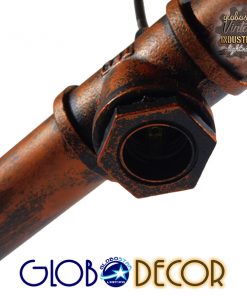 GloboStar® CANAL 01070 Vintage Industrial Κρεμαστό Φωτιστικό Οροφής Πολύφωτο Καφέ Σκουριά Μεταλλικό Ράγα Μ88 x Π4.5 x Y7cm 16 01070 006