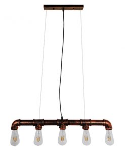 Alternative view of GloboStar® CANAL 01070 Vintage Industrial Κρεμαστό Φωτιστικό Οροφής Πολύφωτο Καφέ Σκουριά Μεταλλικό Ράγα Μ88 x Π4.5 x Y7cm