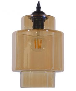 GloboStar® ROLLAND 01078 Vintage Industrial Κρεμαστό Φωτιστικό Οροφής Μονόφωτο Γυάλινο Φιμέ Μελί Φ18 x Y30cm 11 01078 3