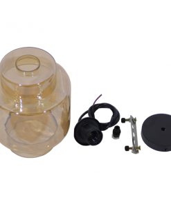 GloboStar® ROLLAND 01078 Vintage Industrial Κρεμαστό Φωτιστικό Οροφής Μονόφωτο Γυάλινο Φιμέ Μελί Φ18 x Y30cm 15 01078 7