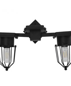 GloboStar® TORO 01079 Vintage Industrial Φωτιστικό Τοίχου Απλίκα Δίφωτο Μαύρο Μεταλλικό Πλέγμα Μ22 x Π45 x Υ27cm 11 01079 005