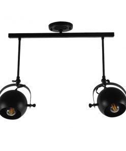GloboStar® CANNES 01081 Μοντέρνο Φωτιστικό Οροφής Δίφωτο Μαύρο Μεταλλικό Ράγα Μ61 x Π12 x Υ48cm 13 01081 4