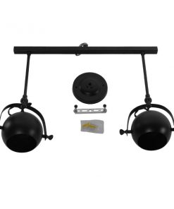 GloboStar® CANNES 01081 Μοντέρνο Φωτιστικό Οροφής Δίφωτο Μαύρο Μεταλλικό Ράγα Μ61 x Π12 x Υ48cm 17 01081 8