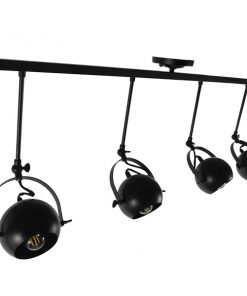 Alternative view of GloboStar® CANNES 01082 Μοντέρνο Φωτιστικό Οροφής Πολύφωτο Μαύρο Μεταλλικό Ράγα Μ108 x Π12 x Υ48cm