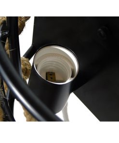 GloboStar® BARBOSA 01083 Vintage Industrial Φωτιστικό Τοίχου Απλίκα Δίφωτο Μαύρο Μεταλλικό Πλέγμα με Μπεζ Σχοινί Μ12 x Π19 x Υ28cm 19 01083 9