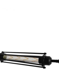 GloboStar® TUBE 01085 Vintage Industrial Κρεμαστό Φωτιστικό Οροφής Μαύρο Μεταλλικό Μ43 x Π11 x Υ11cm 20 01085 009