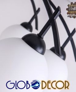 GloboStar® LUNA 01088 Μοντέρνο Φωτιστικό Οροφής Πολύφωτο Μαύρο Μεταλλικό με Λευκό Γυαλί Φ63 x Y39cm 9 01088 2
