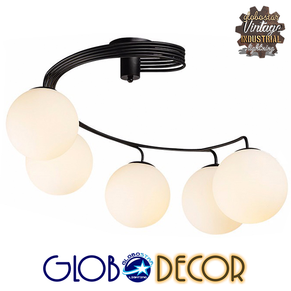 GloboStar® SELINA 01090 Μοντέρνο Φωτιστικό Οροφής Πολύφωτο Μαύρο Μεταλλικό με Λευκό Γυαλί Φ63 x Y47cm 5 GloboStar® SELINA 01090 Μοντέρνο Φωτιστικό Οροφής Πολύφωτο Μαύρο Μεταλλικό με Λευκό Γυαλί Φ63 x Y47cm - Image 3