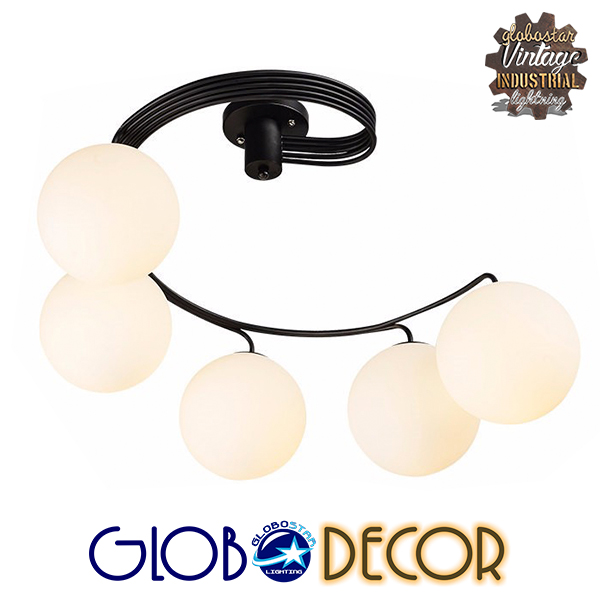 GloboStar® SELINA 01090 Μοντέρνο Φωτιστικό Οροφής Πολύφωτο Μαύρο Μεταλλικό με Λευκό Γυαλί Φ63 x Y47cm 6 GloboStar® SELINA 01090 Μοντέρνο Φωτιστικό Οροφής Πολύφωτο Μαύρο Μεταλλικό με Λευκό Γυαλί Φ63 x Y47cm - Image 4