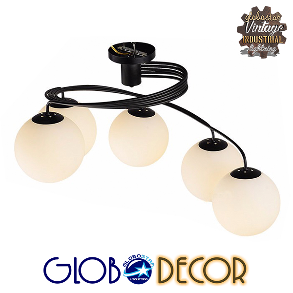GloboStar® SELINA 01090 Μοντέρνο Φωτιστικό Οροφής Πολύφωτο Μαύρο Μεταλλικό με Λευκό Γυαλί Φ63 x Y47cm 7 GloboStar® SELINA 01090 Μοντέρνο Φωτιστικό Οροφής Πολύφωτο Μαύρο Μεταλλικό με Λευκό Γυαλί Φ63 x Y47cm - Image 5