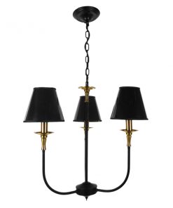 Alternative view of GloboStar® LIMI 01091 Vintage Industrial Κρεμαστό Φωτιστικό Οροφής Τρίφωτο Μαύρο Μεταλλικό Πολυέλαιος με Καπέλο Φ56 x Y54cm