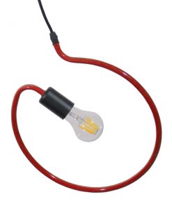 GloboStar® KIDDY CIRCLE 01095 Μοντέρνο Κρεμαστό Φωτιστικό Οροφής Μονόφωτο Κόκκινο Μεταλλικό Φ28 x Y100cm 11 01095 4