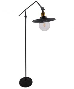 Alternative view of GloboStar® WYNGE 01101 Vintage Industrial Φωτιστικό Δαπέδου Μονόφωτο Μαύρο Μεταλλικό με Χρυσό Ντουί Φ26 x Υ174cm