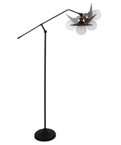 GloboStar® WYNGE 01101 Vintage Industrial Φωτιστικό Δαπέδου Μονόφωτο Μαύρο Μεταλλικό με Χρυσό Ντουί Φ26 x Υ174cm 14 01101 4