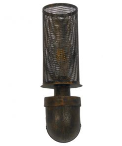 GloboStar® RAZA 01105 Vintage Industrial Φωτιστικό Τοίχου Απλίκα Μονόφωτο Καφέ Σκουριά Μεταλλικό Πλέγμα Φ10 x Μ13 x Π10 x Υ39cm 13 01105 5