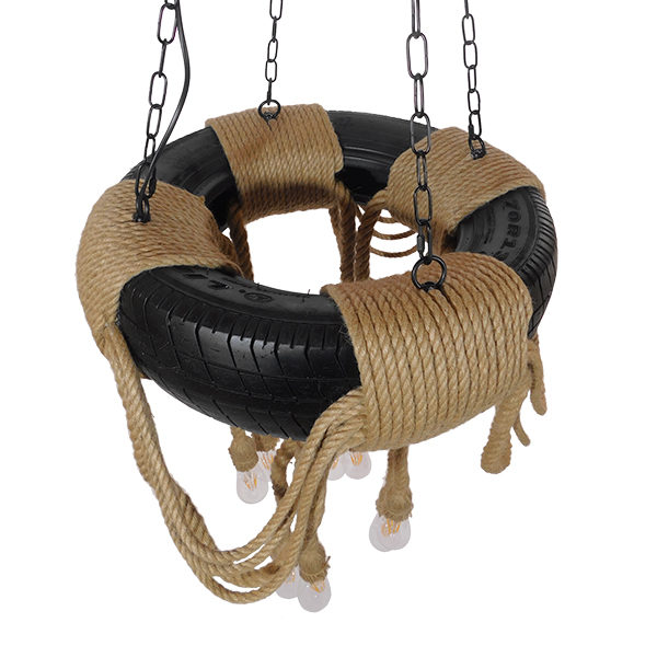 GloboStar® MARBELLA 01116 Vintage Industrial Κρεμαστό Φωτιστικό Οροφής Πολύφωτο Μαύρο με Μπεζ Σχοινι Φ60 x Y60cm 6 GloboStar® MARBELLA 01116 Vintage Industrial Κρεμαστό Φωτιστικό Οροφής Πολύφωτο Μαύρο με Μπεζ Σχοινι Φ60 x Y60cm - Image 4