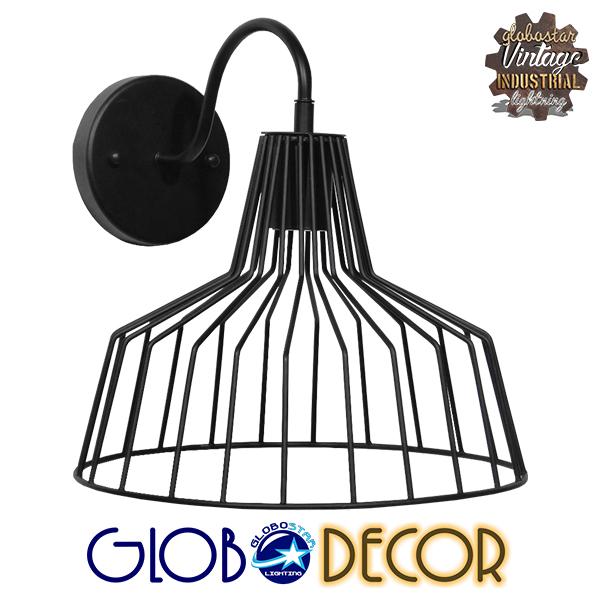 GloboStar® TRIUMPH 01117 Vintage Industrial Φωτιστικό Τοίχου Απλίκα Μονόφωτο Μαύρο Μεταλλικό Πλέγμα Καμπάνα Φ30 x Μ35 x Π30 x Υ32cm 3 GloboStar® TRIUMPH 01117 Vintage Industrial Φωτιστικό Τοίχου Απλίκα Μονόφωτο Μαύρο Μεταλλικό Πλέγμα Καμπάνα Φ30 x Μ35 x Π30 x Υ32cm