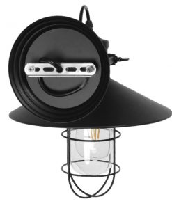 GloboStar® CELL 01118 Vintage Industrial Φωτιστικό Τοίχου Απλίκα Μονόφωτο Μαύρο Μεταλλικό Πλέγμα με Καμπάνα Φ27 x Μ33 x Π27 x Υ33cm 21 01118 10