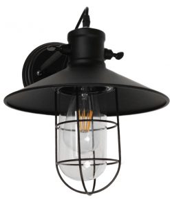 GloboStar® CELL 01118 Vintage Industrial Φωτιστικό Τοίχου Απλίκα Μονόφωτο Μαύρο Μεταλλικό Πλέγμα με Καμπάνα Φ27 x Μ33 x Π27 x Υ33cm 17 01118 6