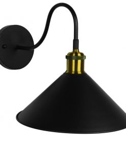 GloboStar® ANBET 01121 Vintage Φωτιστικό Τοίχου Απλίκα Μονόφωτο Μαύρο Μεταλλικό με Καπέλο Φ26 x Μ41 x Π26 x Υ27cm 10 01121 3