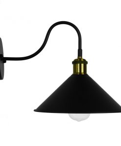 GloboStar® ANBET 01121 Vintage Φωτιστικό Τοίχου Απλίκα Μονόφωτο Μαύρο Μεταλλικό με Καπέλο Φ26 x Μ41 x Π26 x Υ27cm 13 01121 6