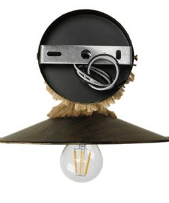GloboStar® ROBLY 01125 Vintage Φωτιστικό Τοίχου Απλίκα Μονόφωτο Μπρούτζινο Σκουριά Μεταλλικό με Καπέλο και με Μπεζ Σχοινί Φ27 x Μ35 x Π27 x Υ20cm 11 01125 5