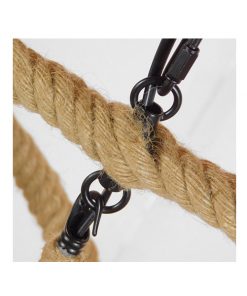 GloboStar® VITRUVIAN 01141 Vintage Κρεμαστό Φωτιστικό Οροφής Πολύφωτο Μαύρο Μεταλλικό Πολυέλαιος με Μπεζ Σχοινί Φ53 x Y52cm 17 01141 7