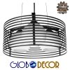 GloboStar® KEVIA 01150 Μοντέρνο Κρεμαστό Φωτιστικό Οροφής Τρίφωτο Μαύρο Μεταλλικό Πλέγμα με Καμπάνα απο Λευκό Γυαλί Φ40 x Y17.5cm