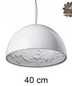 Alternative view of GloboStar® SERENIA WHITE 01152 Μοντέρνο Κρεμαστό Φωτιστικό Οροφής Μονόφωτο Λευκό Γύψινο Καμπάνα Φ40 x 19cm