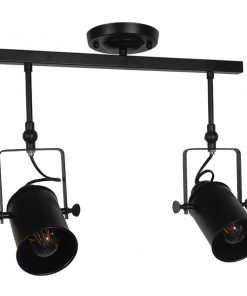 Alternative view of GloboStar® HOLLYWOOD 01154 Vintage Φωτιστικό Οροφής Δίφωτο Μαύρο Μεταλλικό Ράγα Μ44 x Π13 x Υ36cm