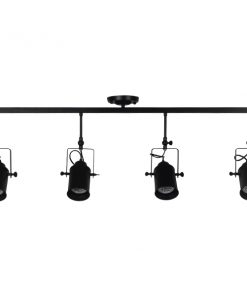 Alternative view of GloboStar® HOLLYWOOD 01156 Vintage Φωτιστικό Οροφής Πολύφωτο Μαύρο Μεταλλικό Ράγα Μ13 x Π110 x Υ38cm