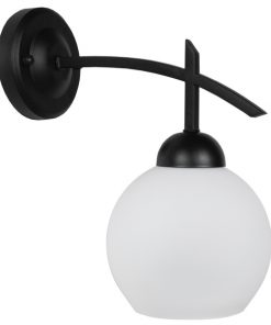 GloboStar® ISEN 01157 Μοντέρνο Φωτιστικό Τοίχου Απλίκα Μονόφωτο Μαύρο Μεταλλικό με Λευκό Γυαλί Φ15 x Μ24 x Π15 x Υ27cm 11 01157 2