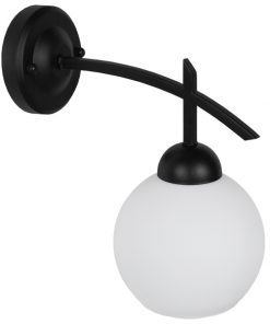 GloboStar® ISEN 01157 Μοντέρνο Φωτιστικό Τοίχου Απλίκα Μονόφωτο Μαύρο Μεταλλικό με Λευκό Γυαλί Φ15 x Μ24 x Π15 x Υ27cm 12 01157 3