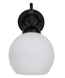 GloboStar® ISEN 01157 Μοντέρνο Φωτιστικό Τοίχου Απλίκα Μονόφωτο Μαύρο Μεταλλικό με Λευκό Γυαλί Φ15 x Μ24 x Π15 x Υ27cm 13 01157 4