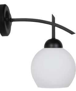 GloboStar® ISEN 01157 Μοντέρνο Φωτιστικό Τοίχου Απλίκα Μονόφωτο Μαύρο Μεταλλικό με Λευκό Γυαλί Φ15 x Μ24 x Π15 x Υ27cm 15 01157 6