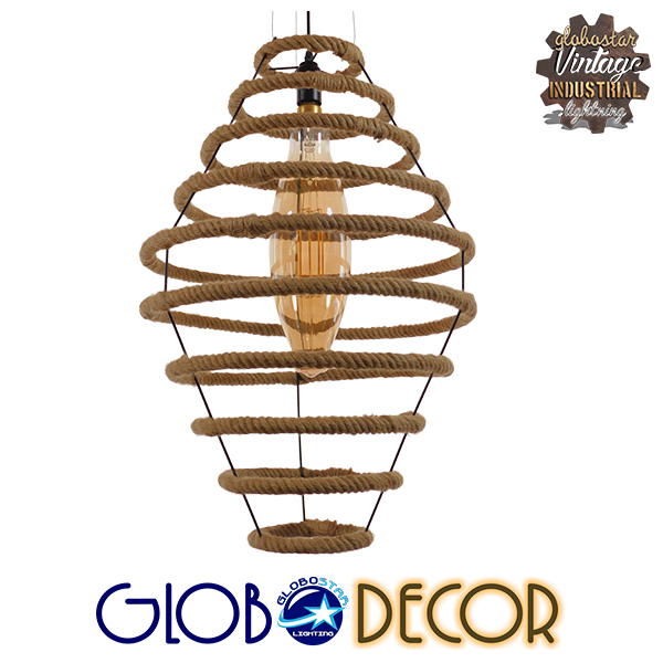 GloboStar® MELISSA 01158 Vintage Κρεμαστό Φωτιστικό Οροφής Μονόφωτο Μαύρο Μεταλλικό με Μπεζ Σχοινί Φ47 x Y70.5cm 3 GloboStar® MELISSA 01158 Vintage Κρεμαστό Φωτιστικό Οροφής Μονόφωτο Μαύρο Μεταλλικό με Μπεζ Σχοινί Φ47 x Y70.5cm